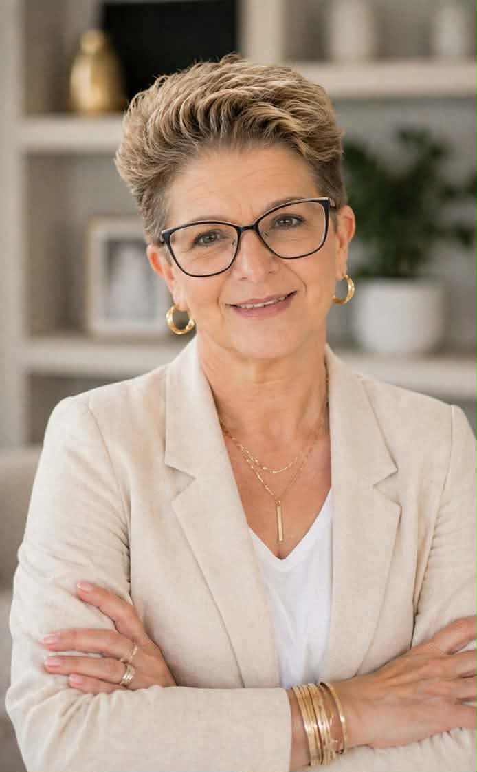 Portrait of Lee-Ann Werner with arms folded, wearing a soft blazer